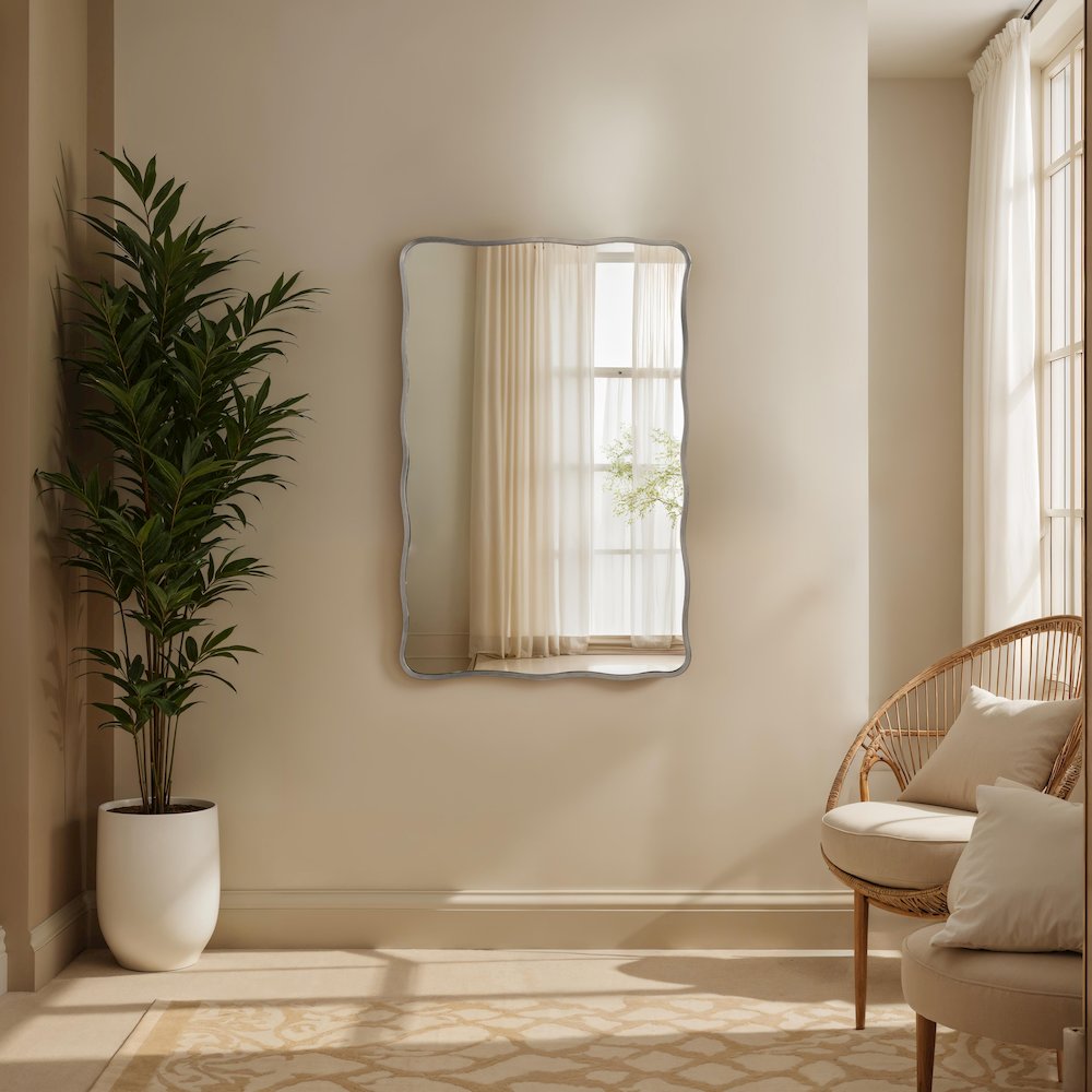 Balsa 36" H x 24" W Wall Mirror, Silver. Picture 2
