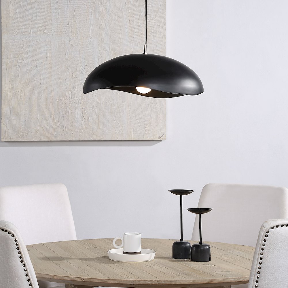 Filomena 22" Wide 1-Light Chandelier, Matte Black. Picture 2