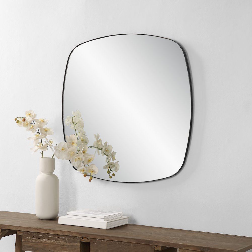 Sparti 36" Tall Square Wall Mirror, Black. Picture 2