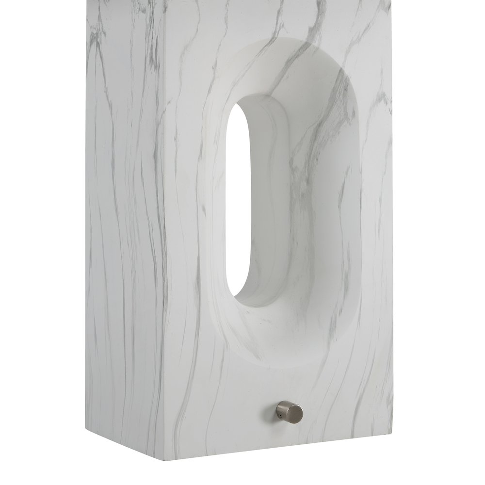 Scriba 27.5" Tall Textured Matte White Resin Table Lamp with Drum Linen Shade. Picture 3