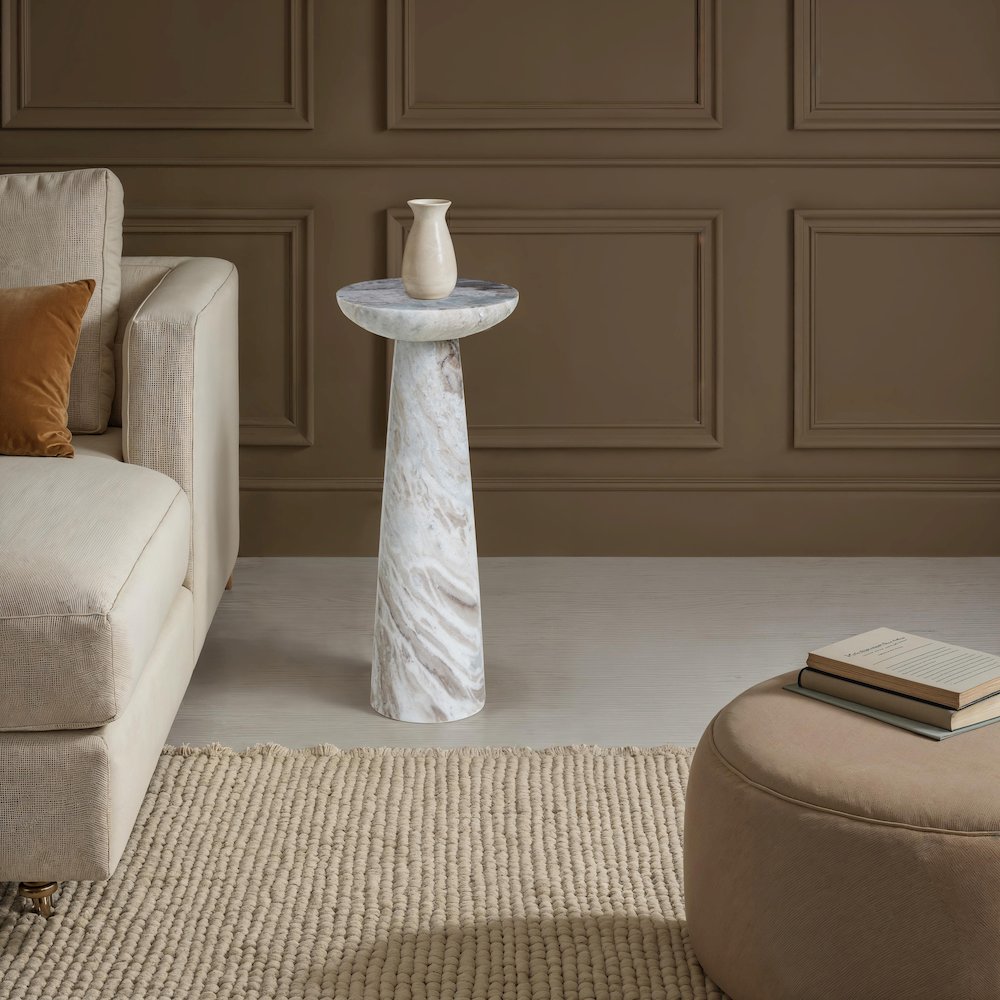 Mercura Indoor Mercury Black  Marble Side Table. Picture 4