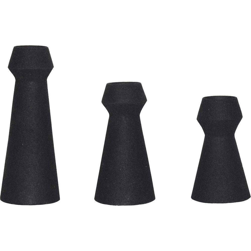 GRANFELD Textured Matte Black SET OF 3 VASES. Picture 3
