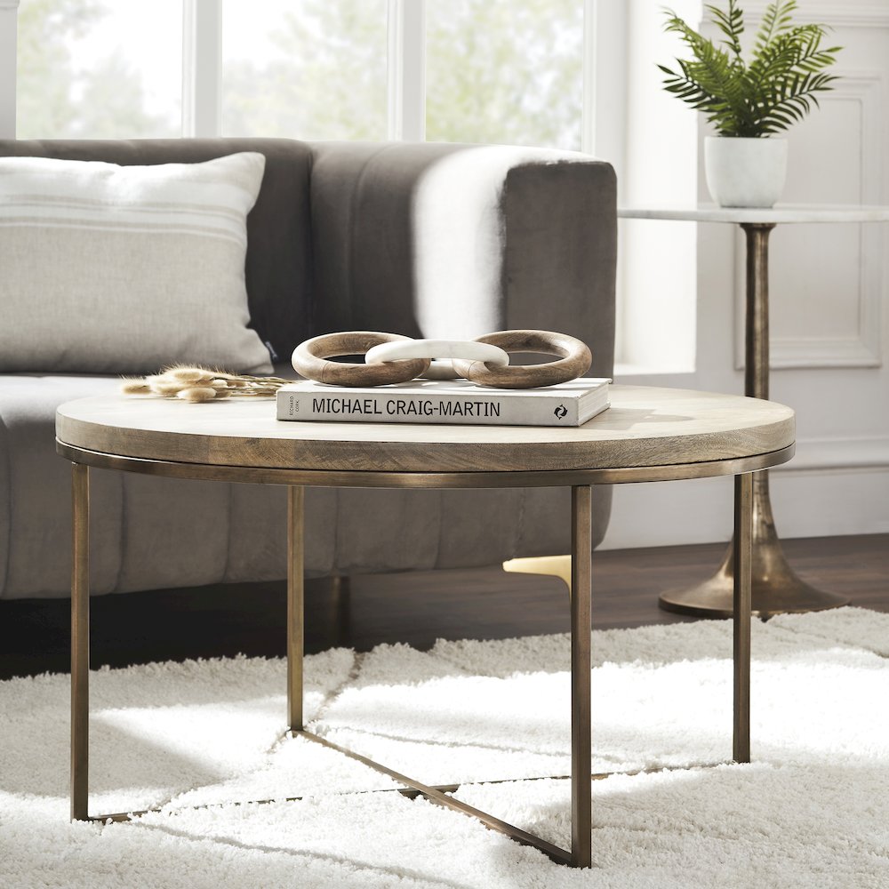 Liana ANTIQUE BRASS ODD SHAPE COFFEE TABLE. Picture 2