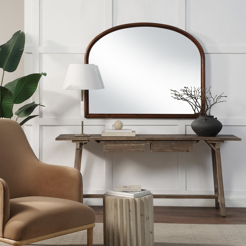 Kindra 40" H x 50" W Wall Mirror, Brown. Picture 2