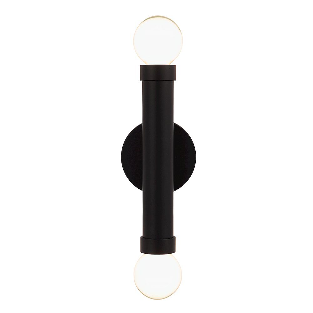 Alika 12" Powder Coated Matte Black 2-Light Wall Sconce. Picture 4