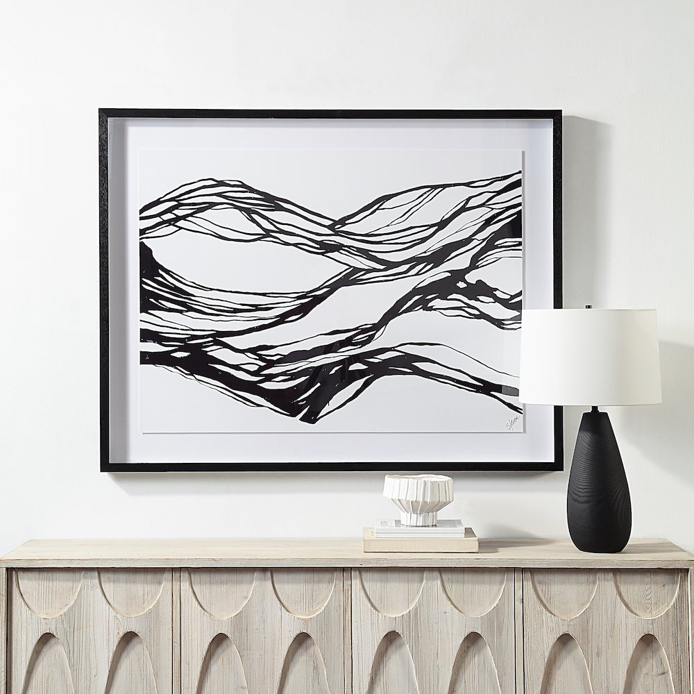 Mica 45" Wide Wall Art With Wood Frame, Painted Black. Picture 2