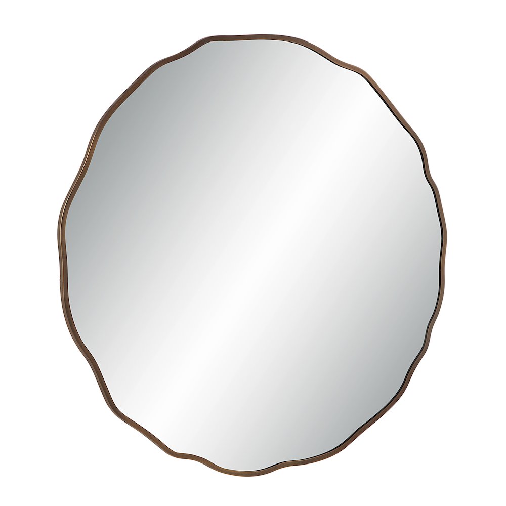 Bern 40" Tall Round Irregular Mirror, Antique Brushed Brass. Picture 3