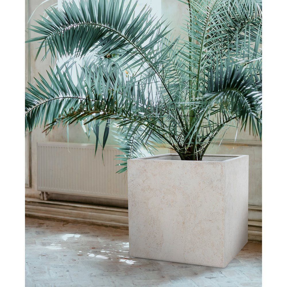 ALONA BEIGE TAUPE CUBE PLANTER. Picture 2