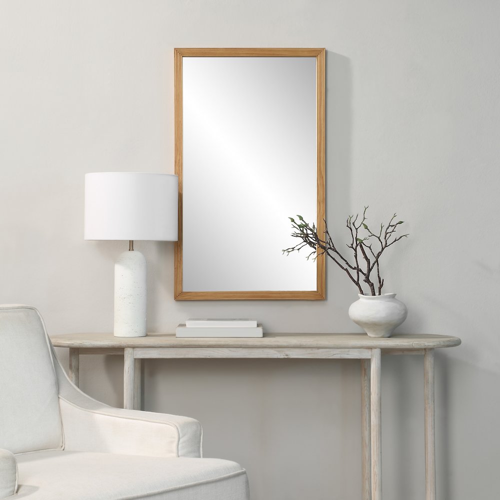 Salia 40" H x 24" W Wall Mirror, Brown. Picture 2