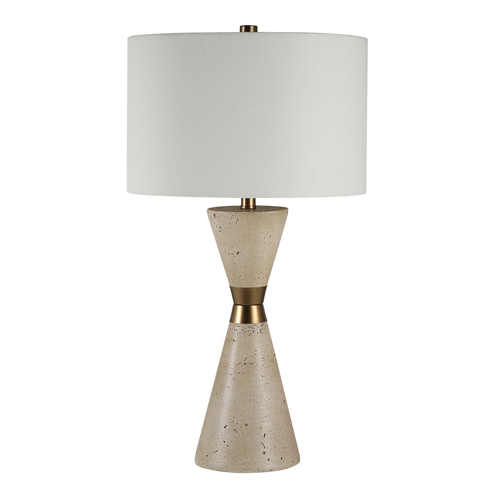 Veza 28.75" Height Table Lamps, Faux Beige Travertine. Picture 1