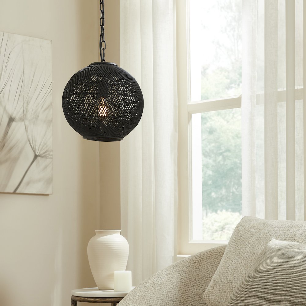 Romika 12.5" Wide 1-Light Chandelier, Matte Black. Picture 2