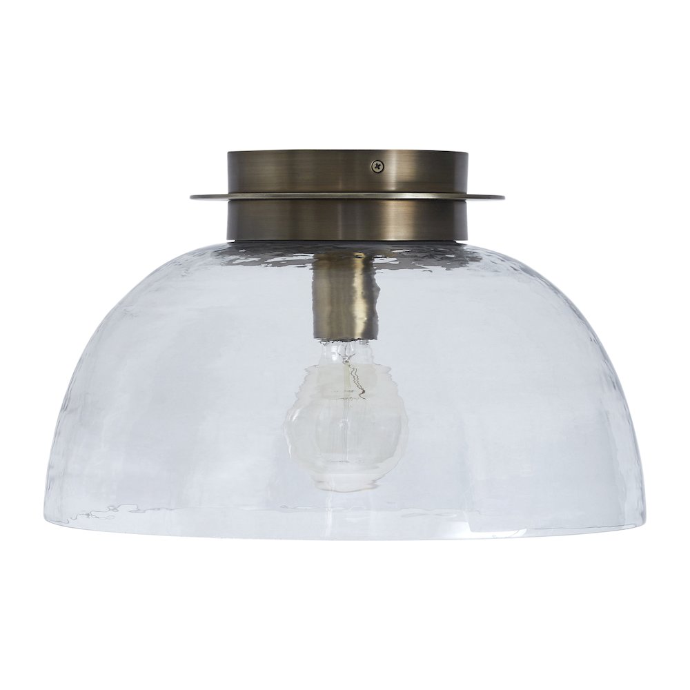 Liliane 15" 1-Light Flush Mount, Clear Hammered Glass. Picture 1