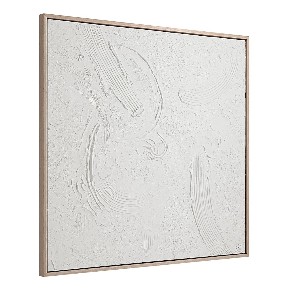 Luz 50" Wide Canvas Art With Wood Frame, Cream. Picture 3