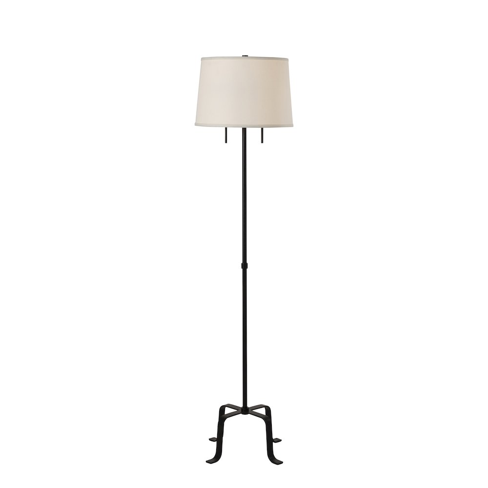 Ruslur 62.75" Tall Matte Black Floor Lamp with Tapered Linen Shade. Picture 2