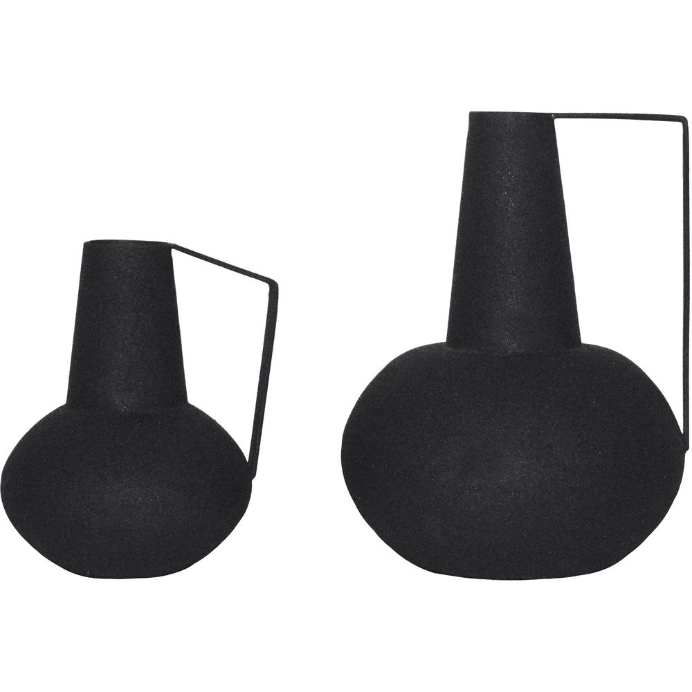 MONARDA Textured Matte Black SET OF 2 VASES. Picture 2
