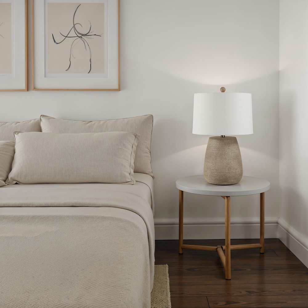 Optima 23.5" Height Table Lamps, Faux Ribbed Stone Texture. Picture 2
