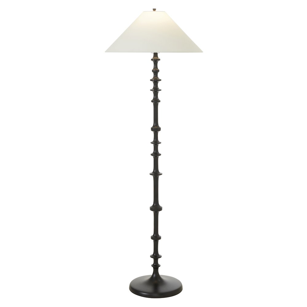Petrus 62.5" Tall Matte Black Floor Lamp with Tapered Linen Shade. Picture 2