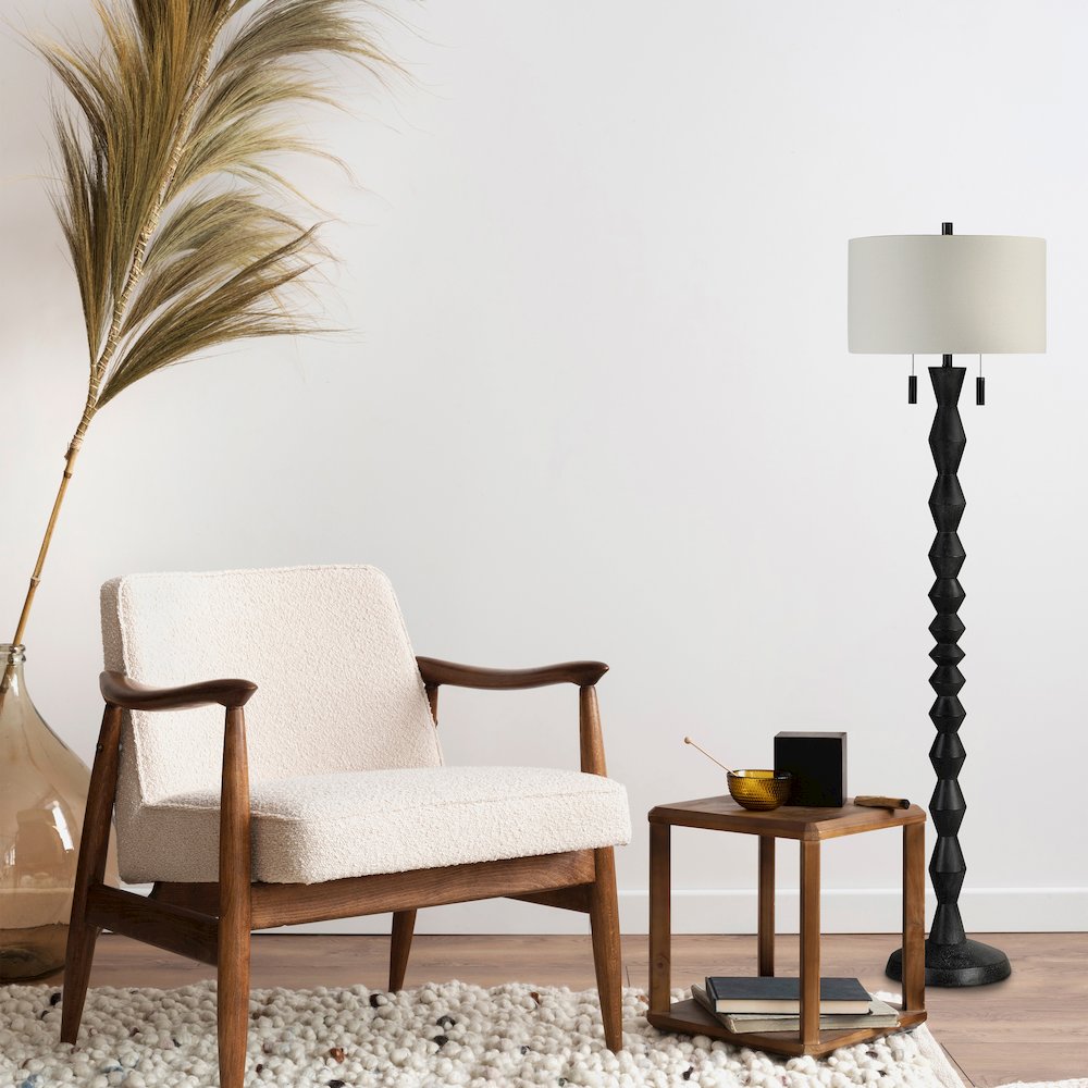 Phyllis 75.75" Height Floor Lamp, Black. Picture 2