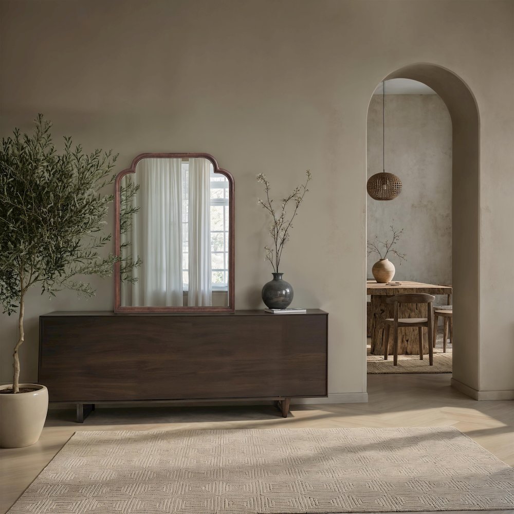 Octavian 40" H x 30" W Wall Mirror, Walnut. Picture 4