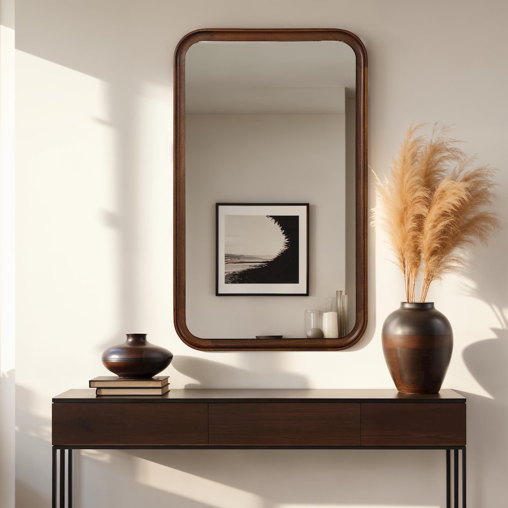 Salvia 40" H x 24" W Wall Mirror, Brown. Picture 2
