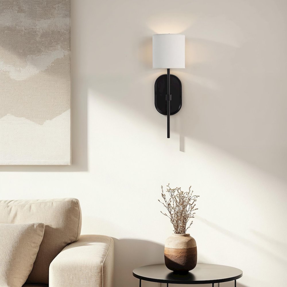 Fico 17.5" Height Wall Sconce, Black. Picture 2