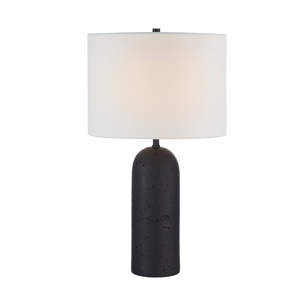 Augusta 25" Tall Black Resin Table Lamp With Drum Linen Shade (Set Of 2). Picture 4