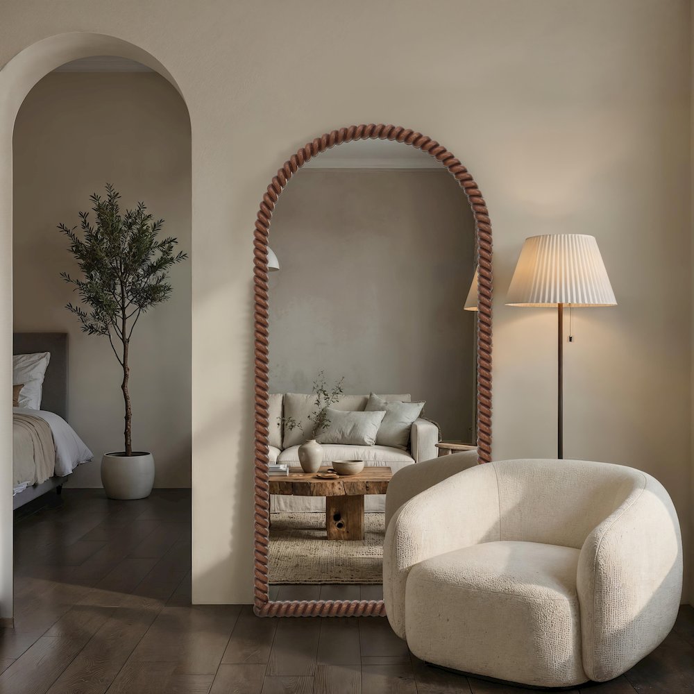 Madiwell 70" H x 34" W Wall Mirror, Walnut. Picture 4
