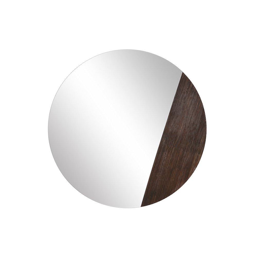 Ronda 47.25" H x 47.25" W Wall Mirror, Brown. Picture 1