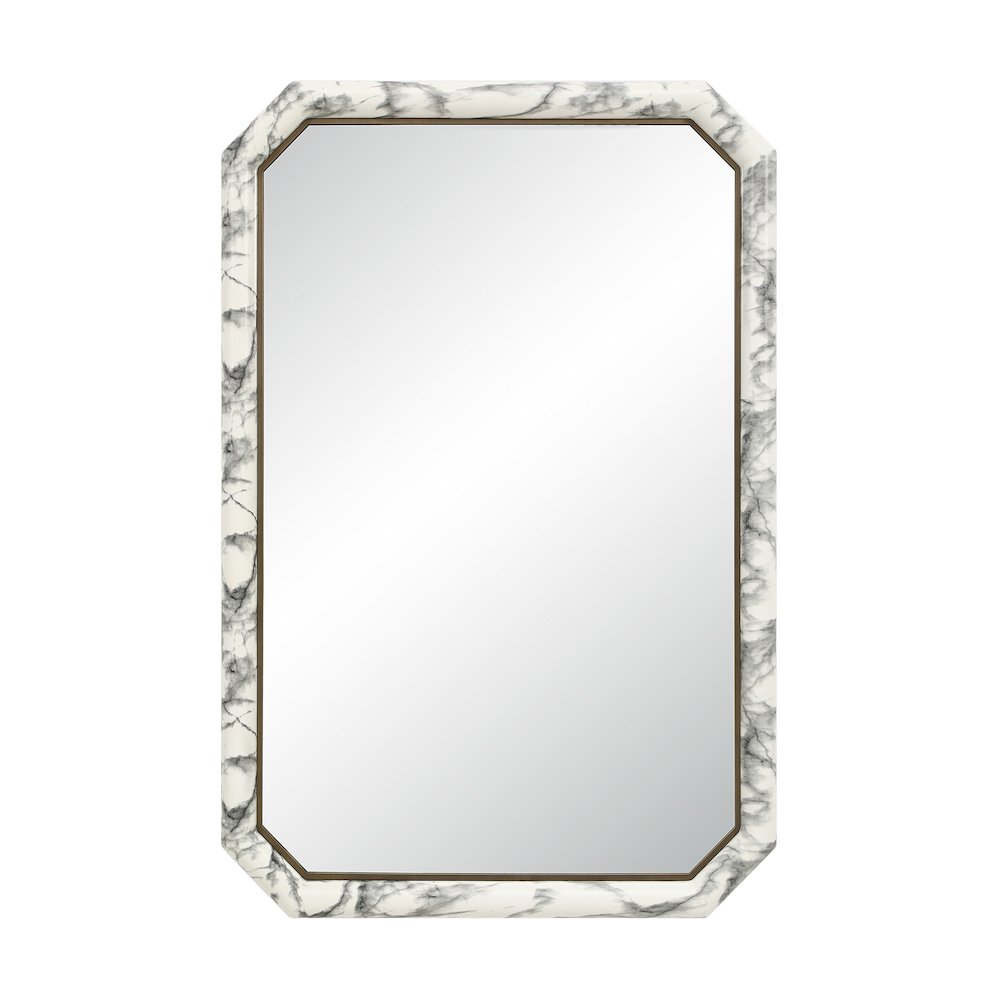 Venus 36" H x 24" W Wall Mirror, White Marble Hydro Dip. Picture 1