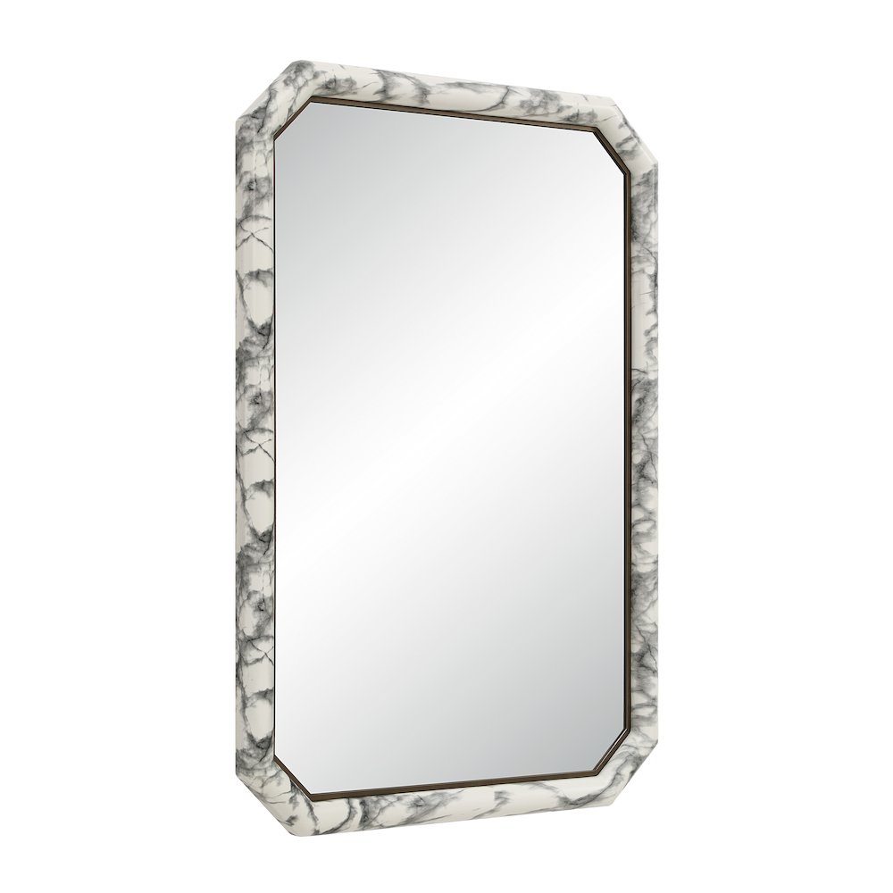 Venus 36" H x 24" W Wall Mirror, White Marble Hydro Dip. Picture 2