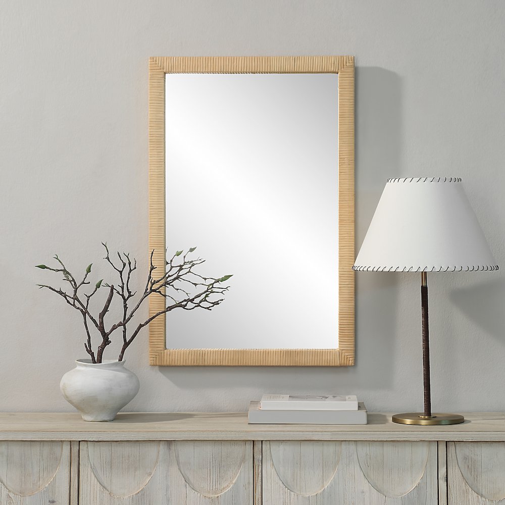 Sara 36" H x 24" W Wall Mirror, Brown. Picture 2
