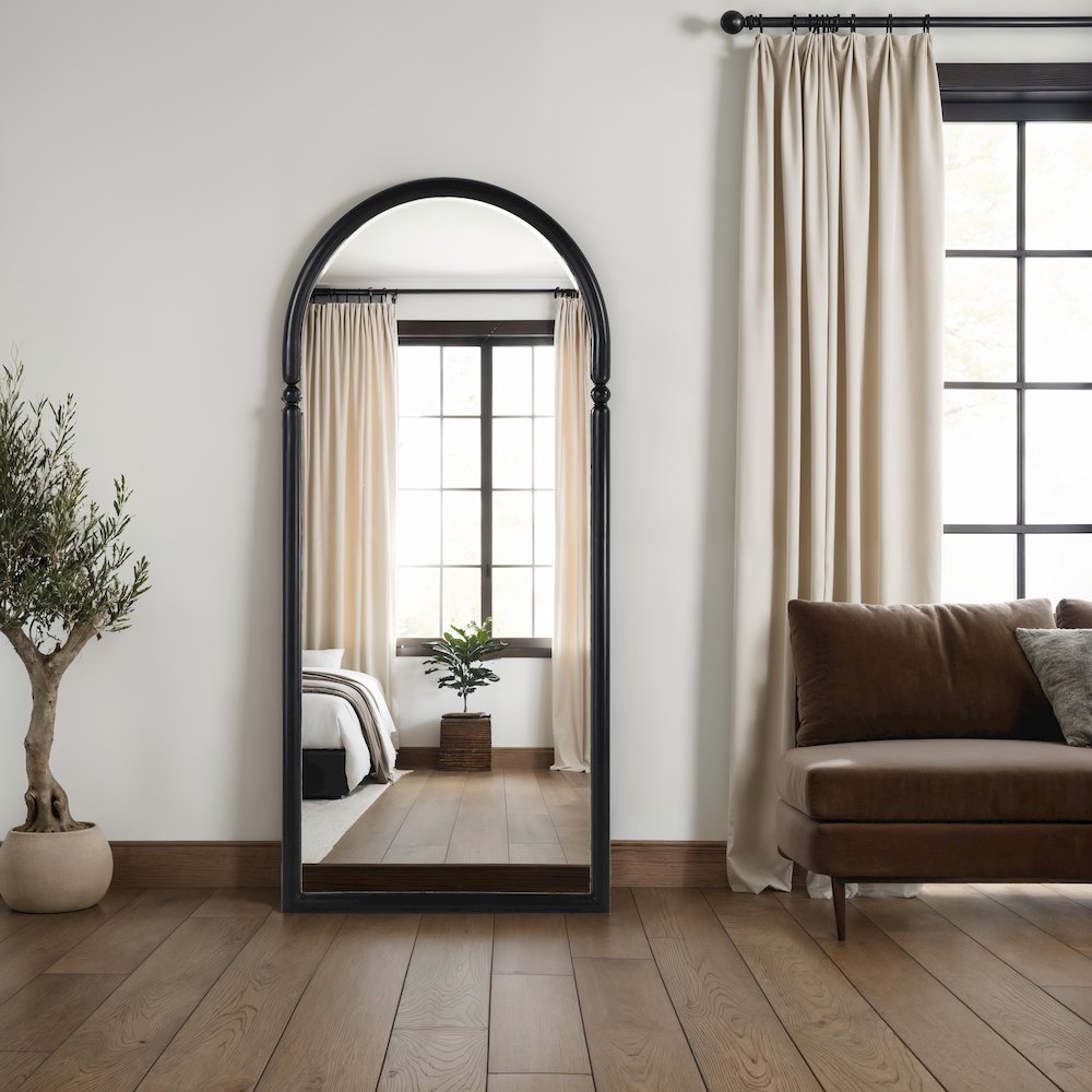 Arcade 76" H x 34" W Wall Mirror, Black. Picture 2