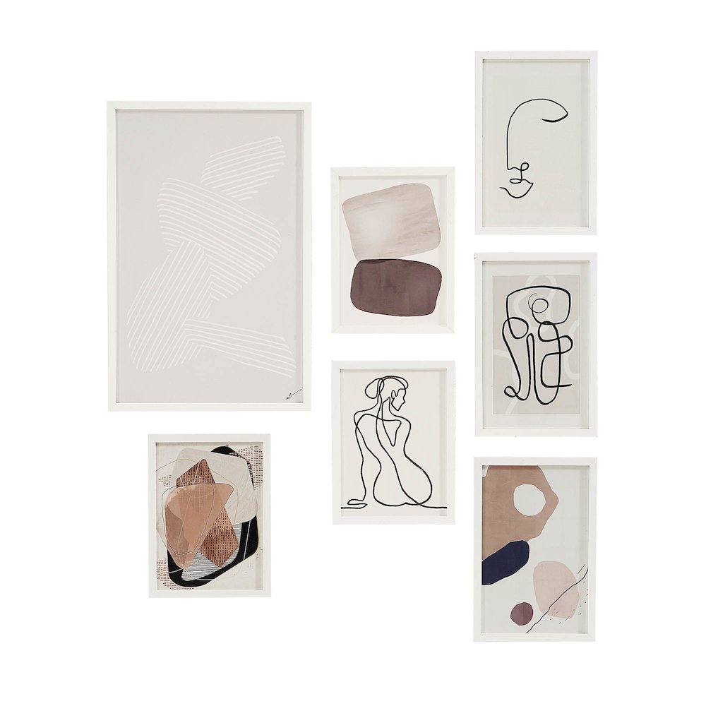 Priyanka 7 Piece Wide Wall Art, White. Picture 1
