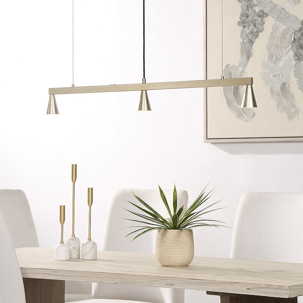 Linea 42" Wide 3-Light Chandelier, Champagne. Picture 2