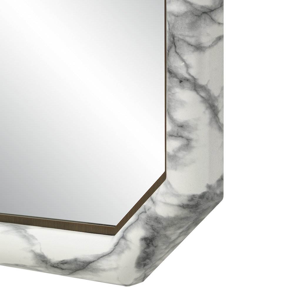 Venus 36" H x 24" W Wall Mirror, White Marble Hydro Dip. Picture 3