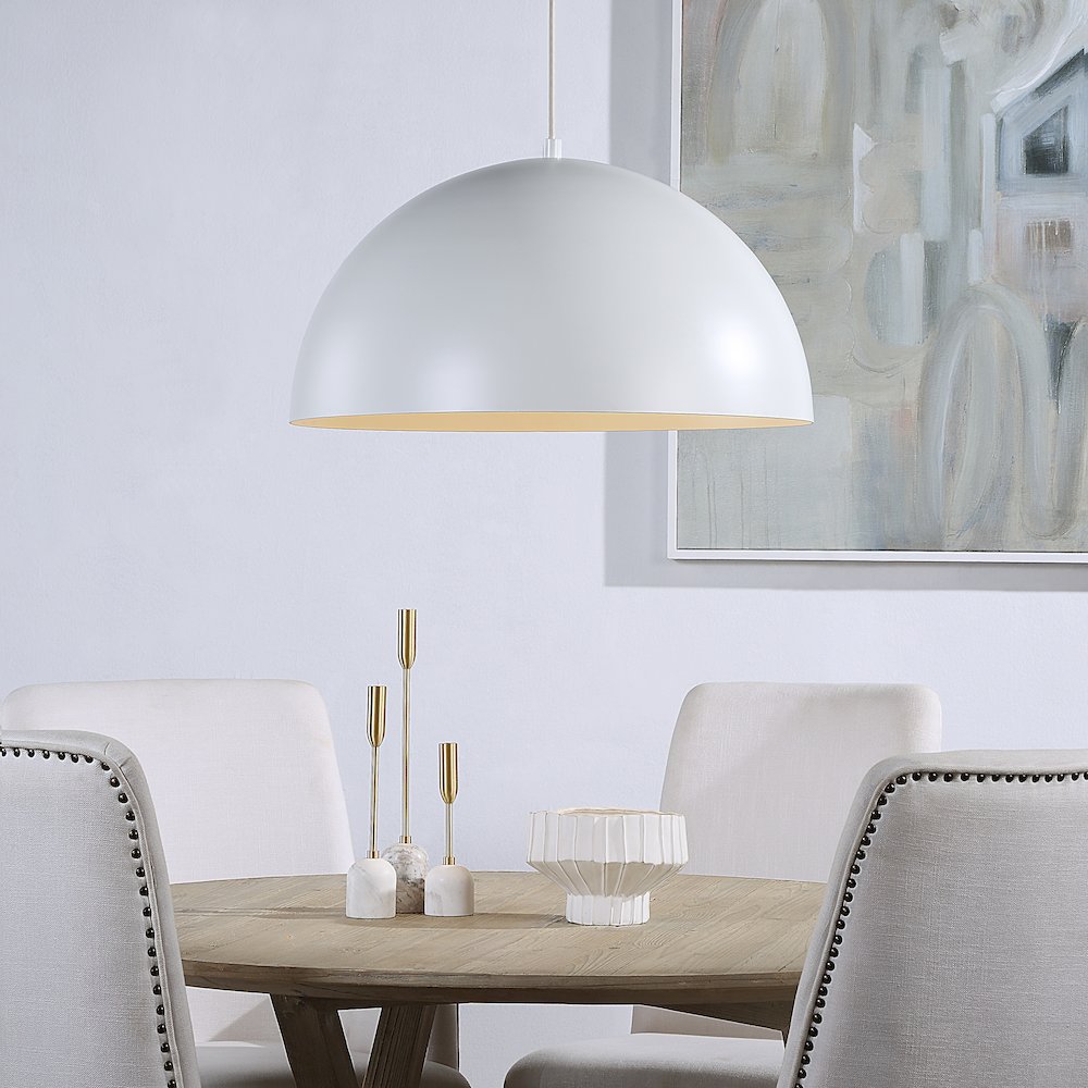 Ozona 27.5" Wide 1-Light Chandelier, Matte Off-White. Picture 2