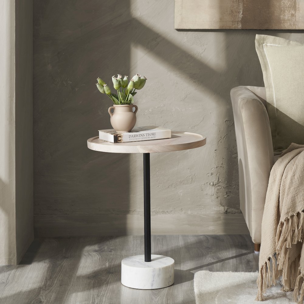 Antares Side Table In Beige, Black Color. Picture 2