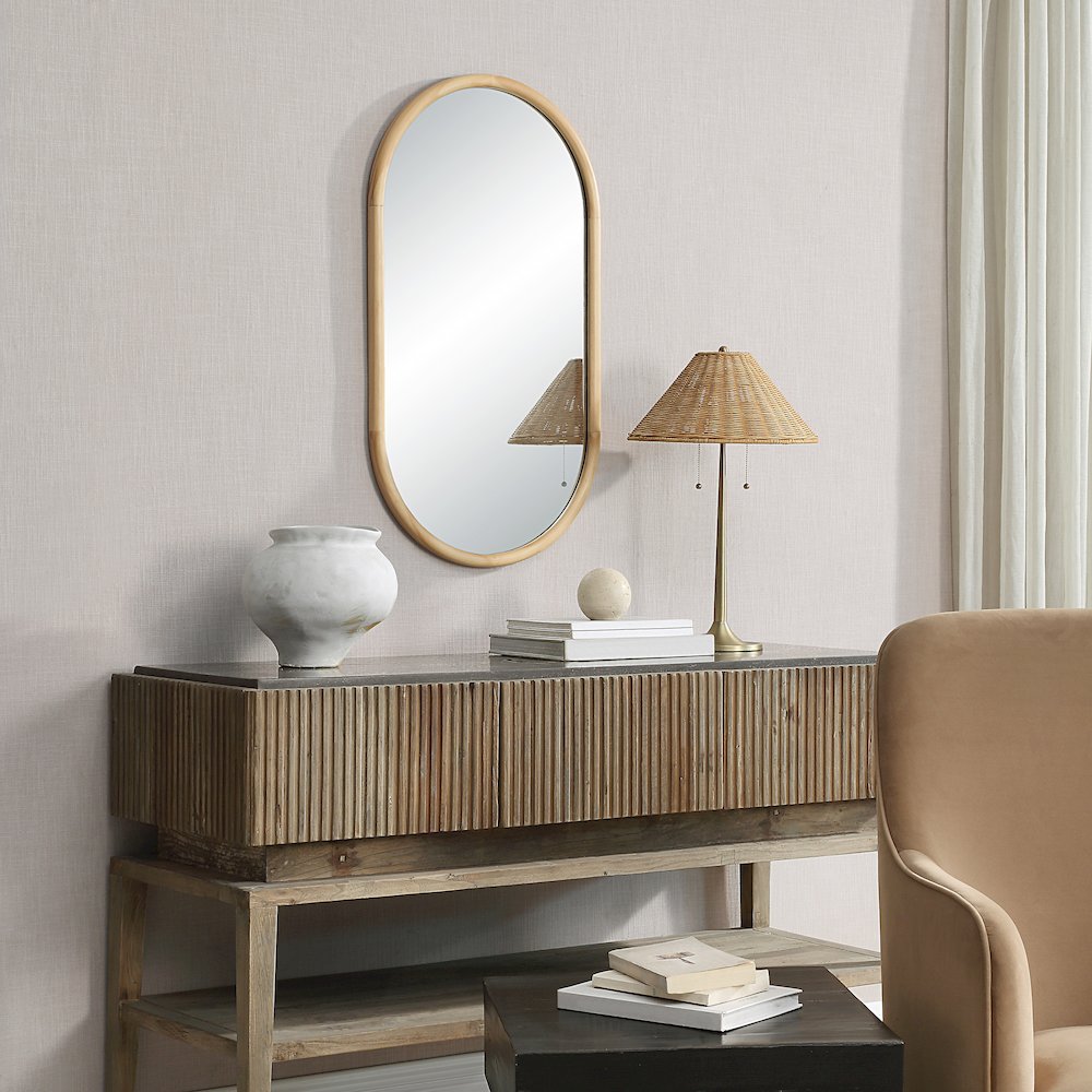 Puno 36" H x 20" W Wall Mirror, Brown. Picture 2