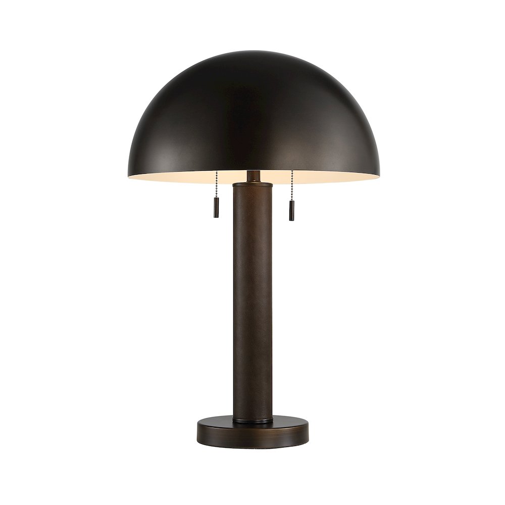 Incanta 23" Tall Dark Bronze Iron Table Lamp with Dome Iron Shade. Picture 2