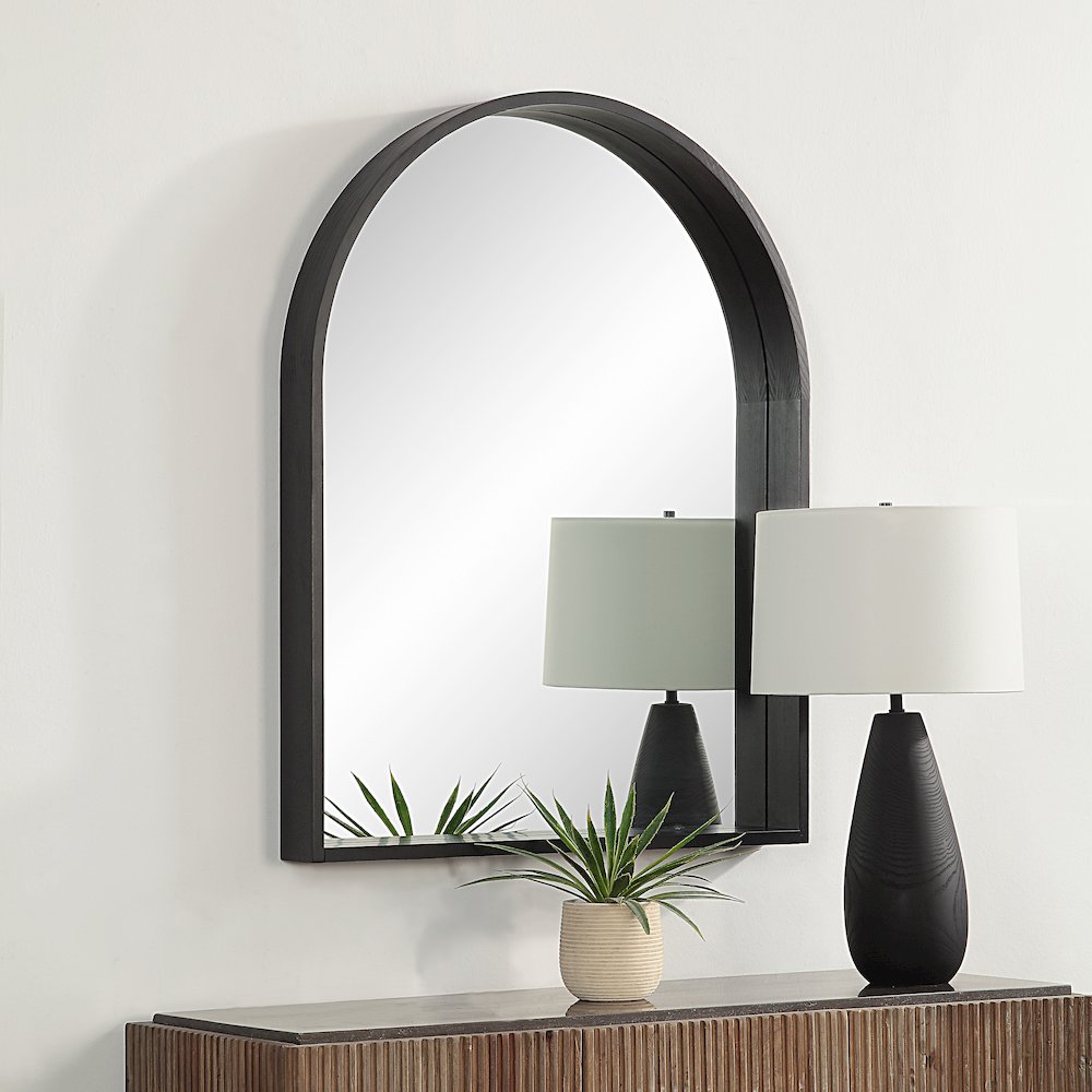 Cove 46" Tall Arch Rectangular Mirror, Matte Black. Picture 2