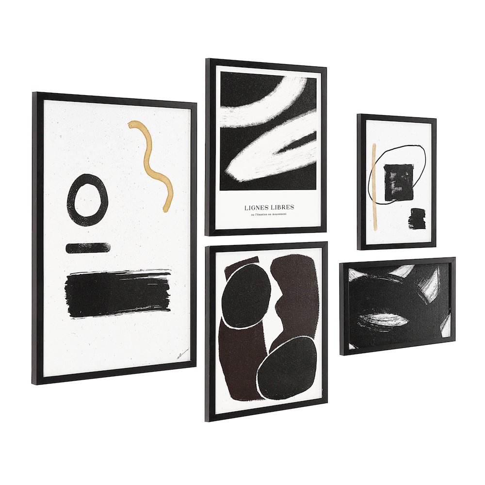 Carife 5 Piece Wide Wall Art, Black. Picture 3