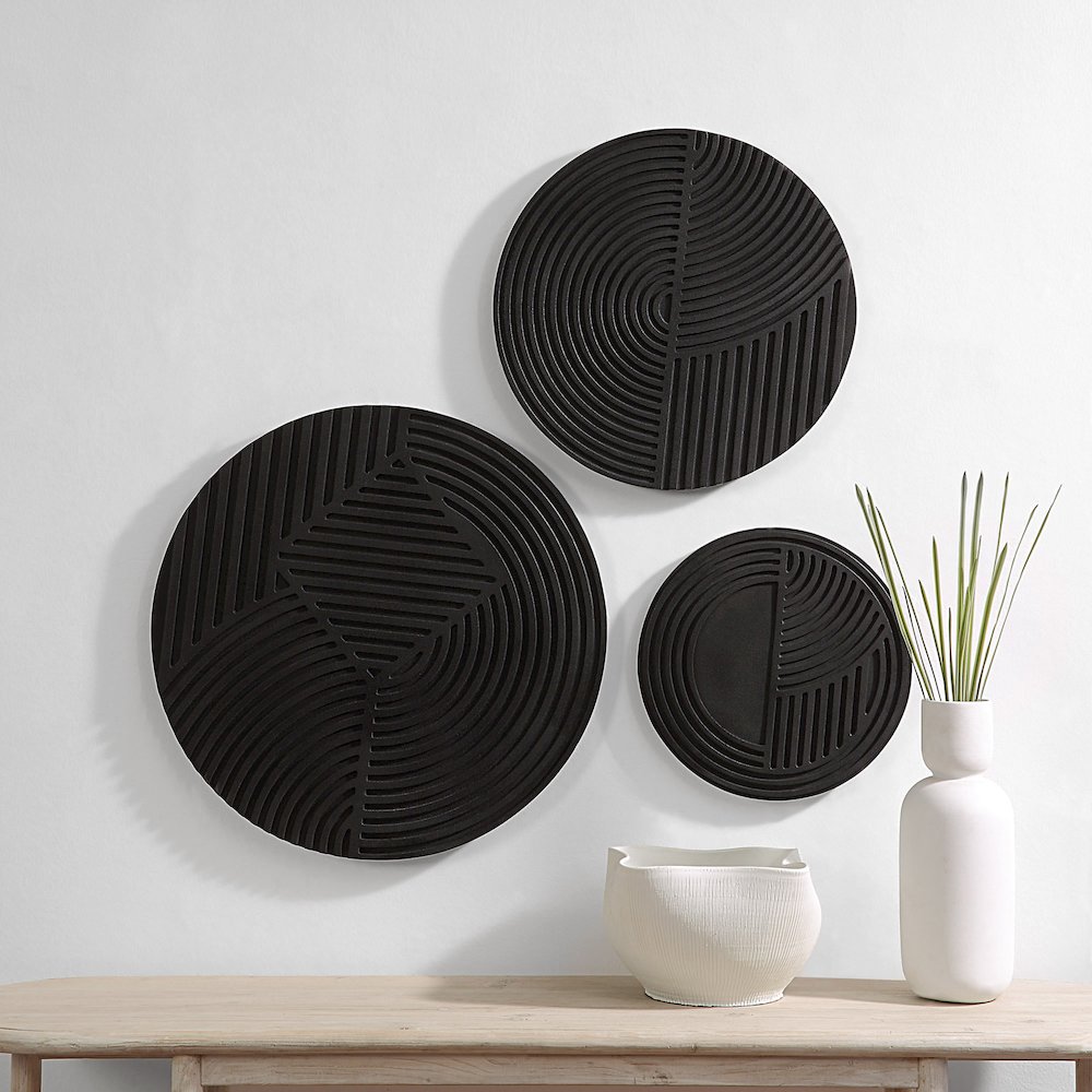 Sofia 3 Piece Wide Wall Art, Matte black. Picture 2