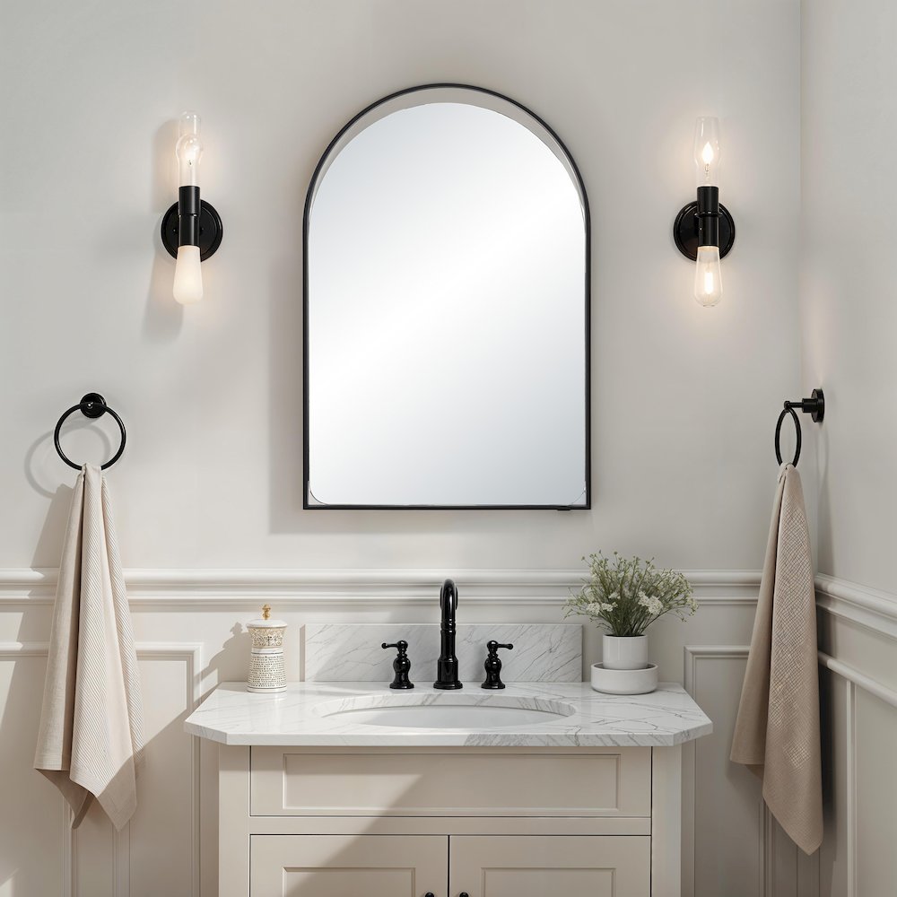 Maniola 30" H x 20" W Wall Mirror, Black. Picture 2