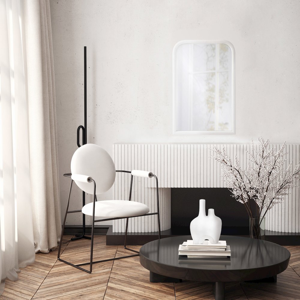 Colima 36" Tall Arch Wall Mirror, White. Picture 2
