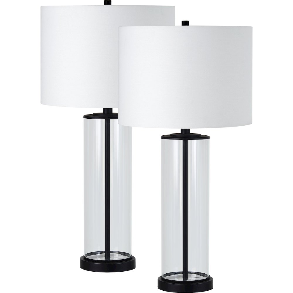 Desdemona 28" Length Table Lamp- Set of two, Clear and Matte black. Picture 1