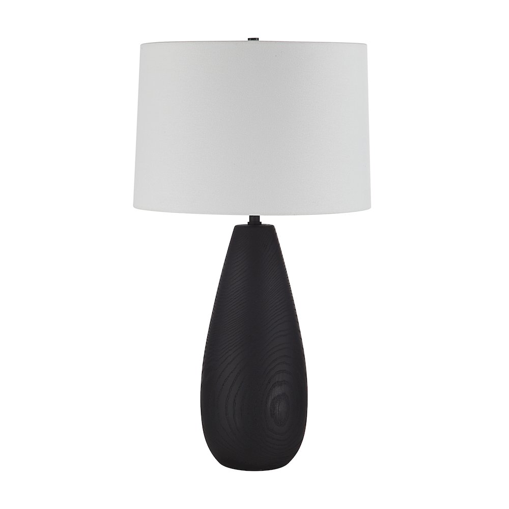 Tala 30" Tall Powder Coated Matte Black Iron Table Lamp With Tapered Linen Shade. Picture 4