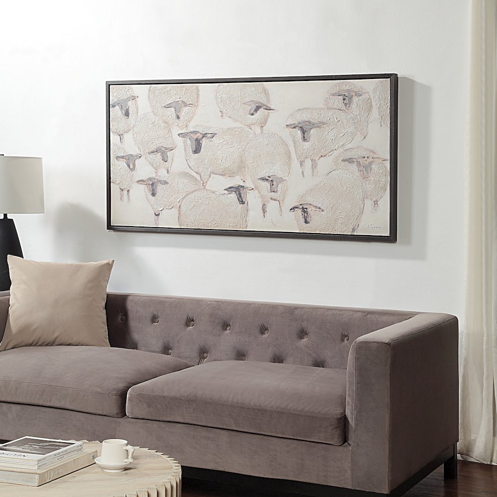 Shah 60" Wide Canvas Art With Wood Frame, Dark Grey. Picture 2