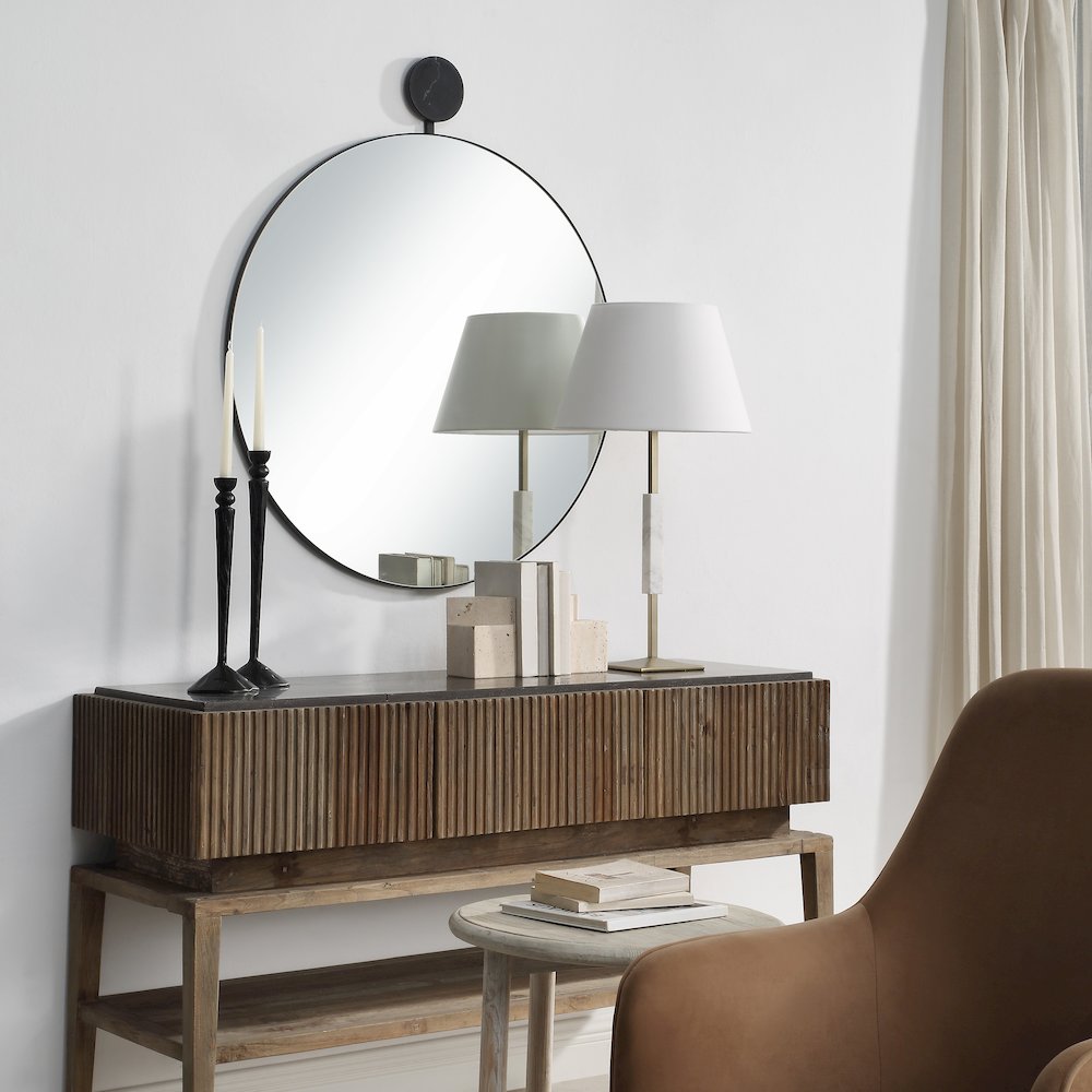 Adamas 42" H x 36" W Wall Mirror, Black. Picture 2