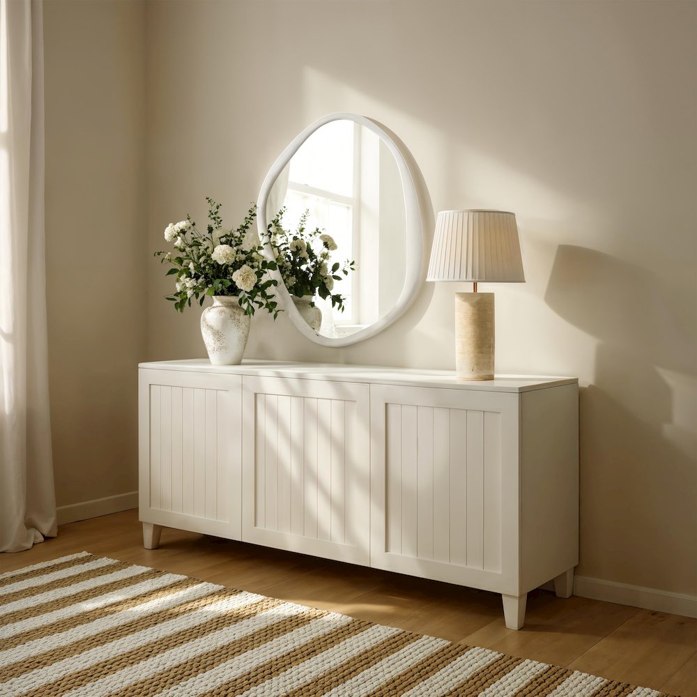 Folignio 40" Tall Irregular Mirror, Rice Stone. Picture 4