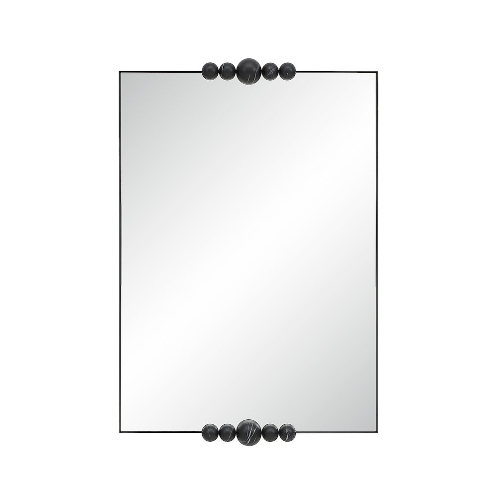 Cosmos 45" H x 30" W Wall Mirror, Matte Black Marble. Picture 1